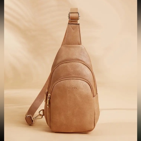 Brown / Black / White / Tan Vegan Leather Crossbody Bag - Picture 2 of 10